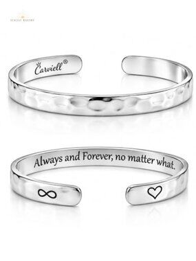 Women's Engraved Cuff Bracelet, 316L Surgical Stainless Steel, Adjustable, Gift